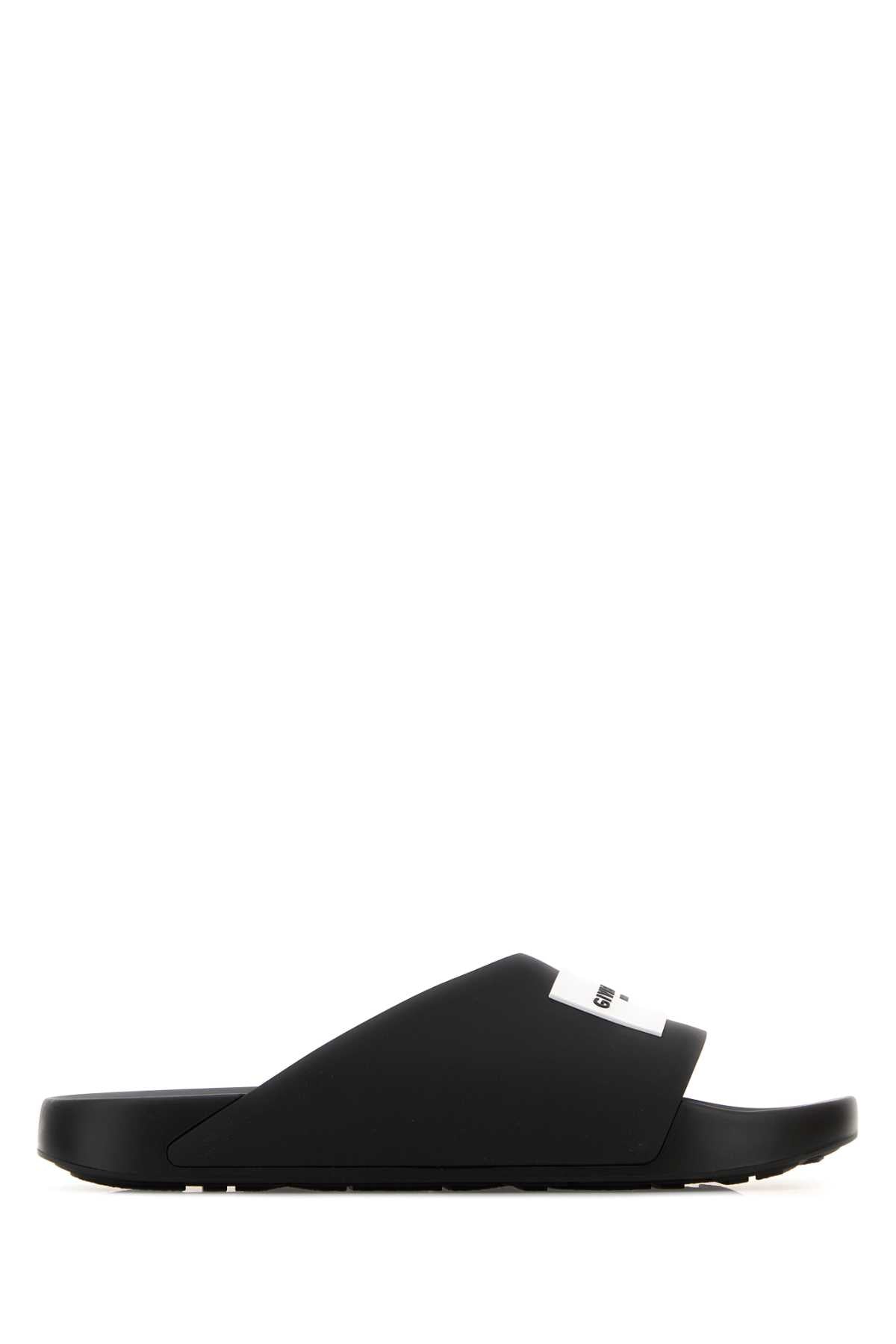Black Rubber Label Slippers