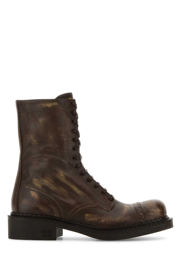 Brown Leather Ankle Boots Cacao Vitello Stivali