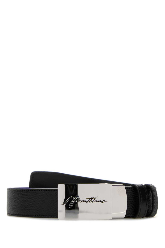 Black Leather Reversible Belt 000 Cinture