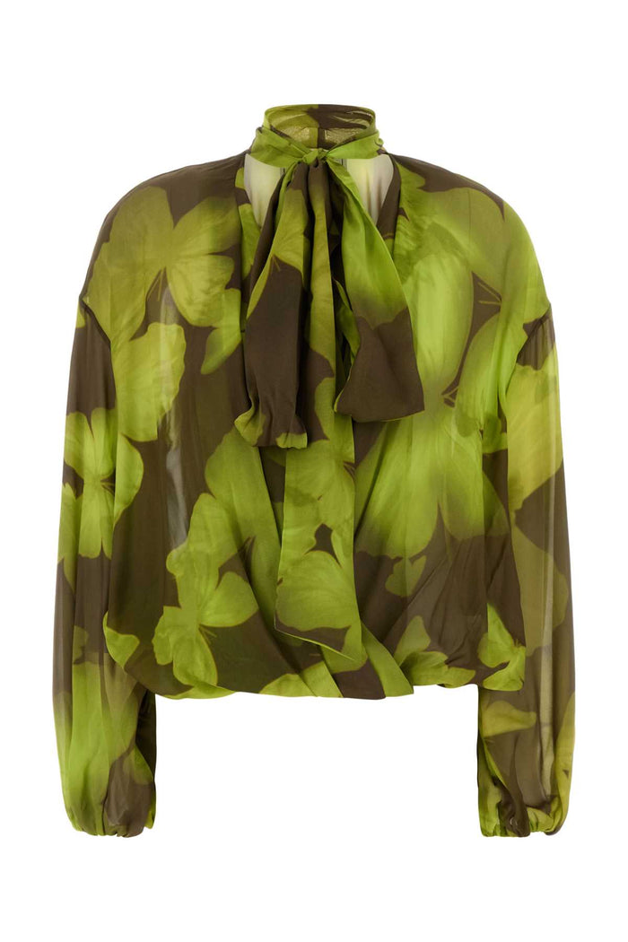 Printed Georgette Blouse Multiverde Exterior: Viscose Maglie