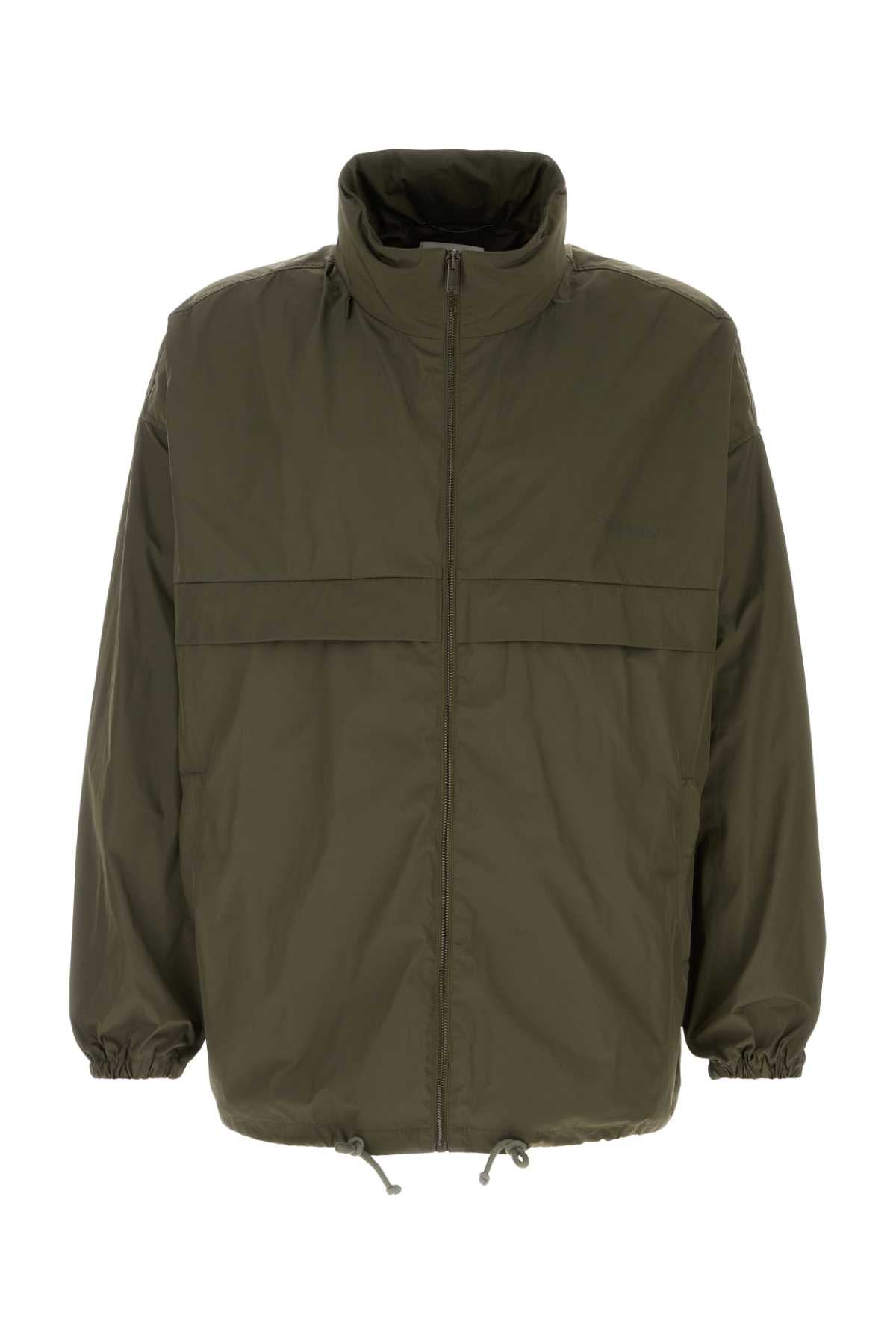 Army Green Polyester Windbreaker Vertkaki Giubbini