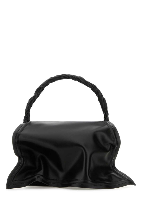 Y Project Exterior: 100% Leather top handle bag in black