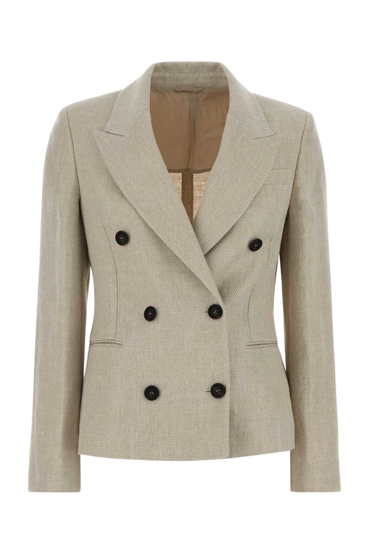 Melange Sand Linen Blend Blazer C001 Exterior: Cotton Giacche E Gilet