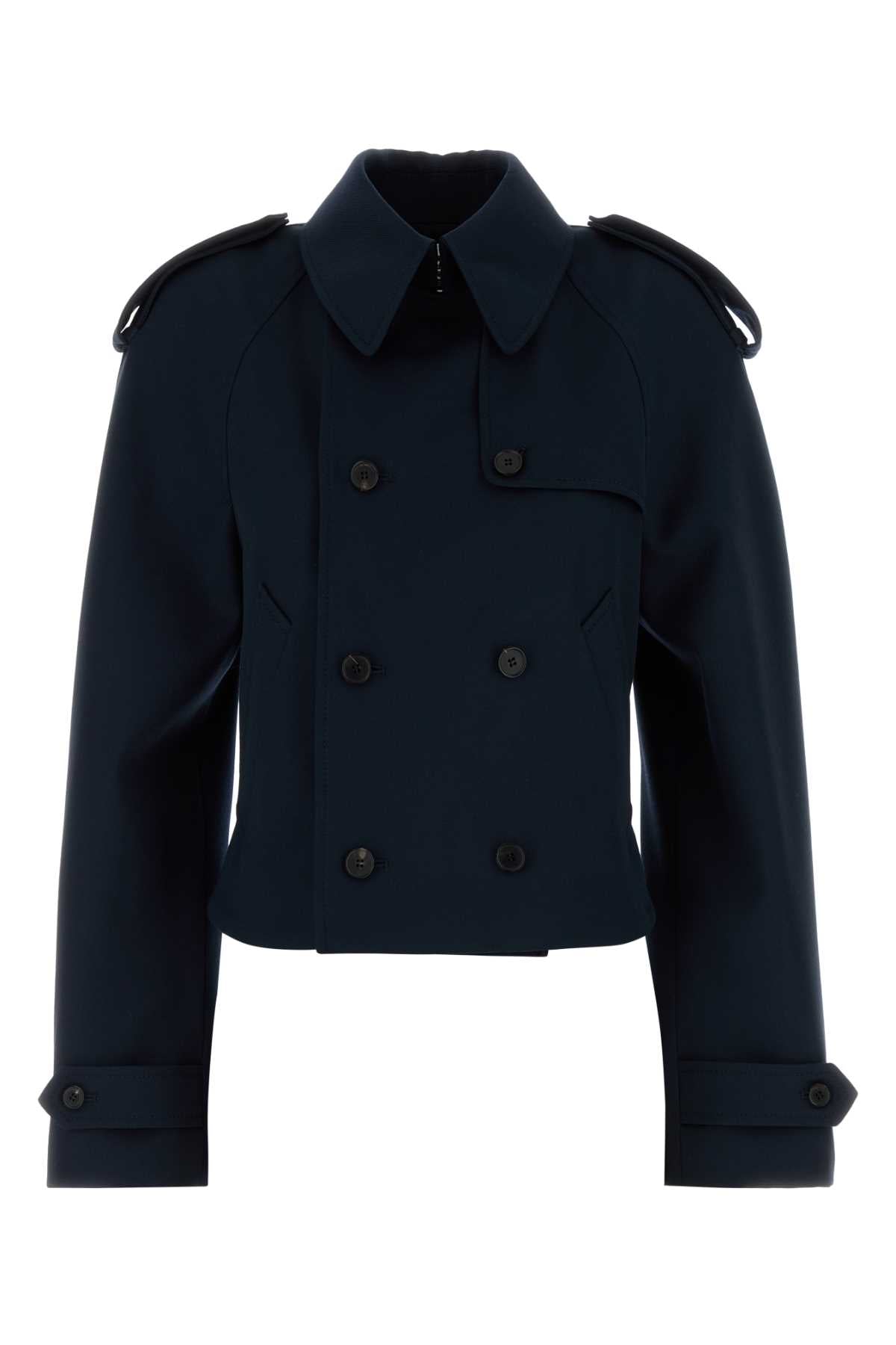 Midnight Blue Wool Trench Coat Navy Db Epaulet Dt Outwr