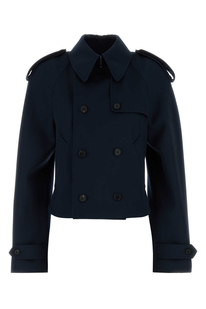 Midnight Blue Wool Trench Coat Navy Db Epaulet Dt Outwr