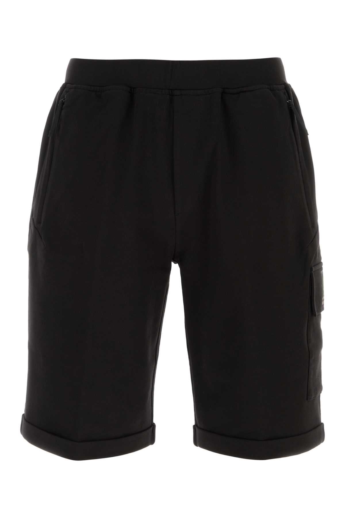 Black Stretch Cotto Bermuda Shorts Exterior: Cotton Elastane