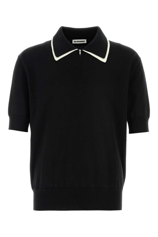 Jil Sander 100% Cotton polo shirt in black