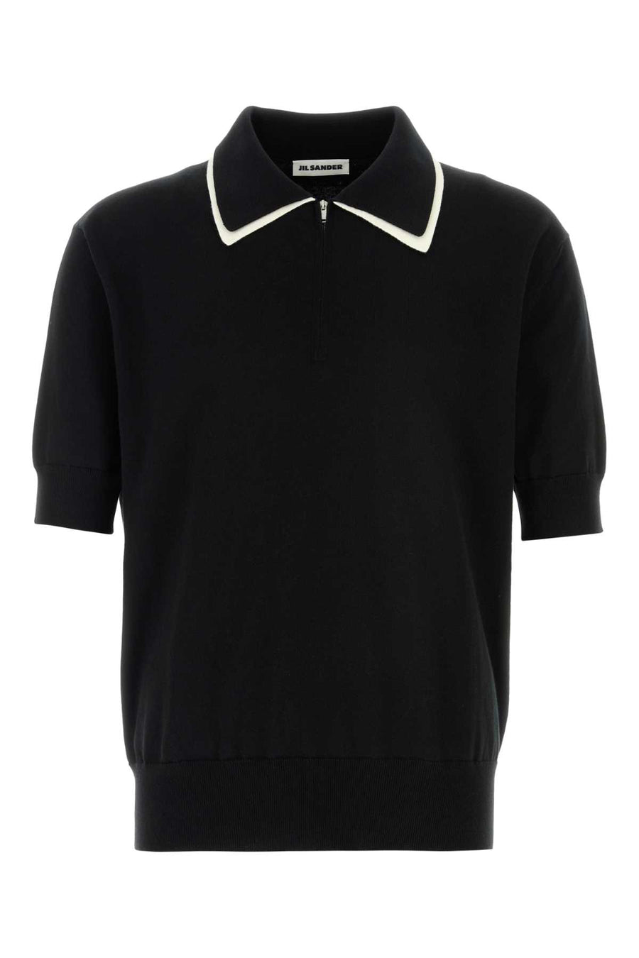 Jil Sander 100% Cotton polo shirt in black