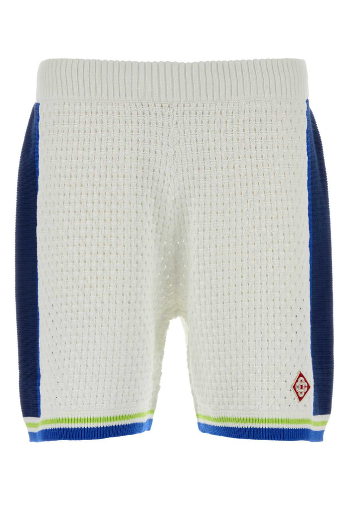 White Crochet Bermuda Shorts Whiteblue Exterior: Cotton Polyester