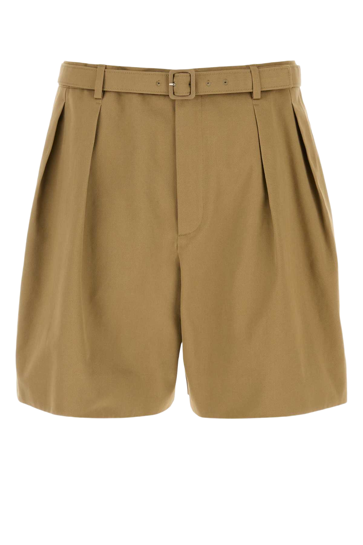 Beige Drill Bermuda Shorts Exterior: Cotton