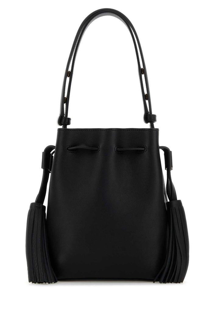 Black Leather Vlogo Signature Bucket Bag Nero Borse A Mano