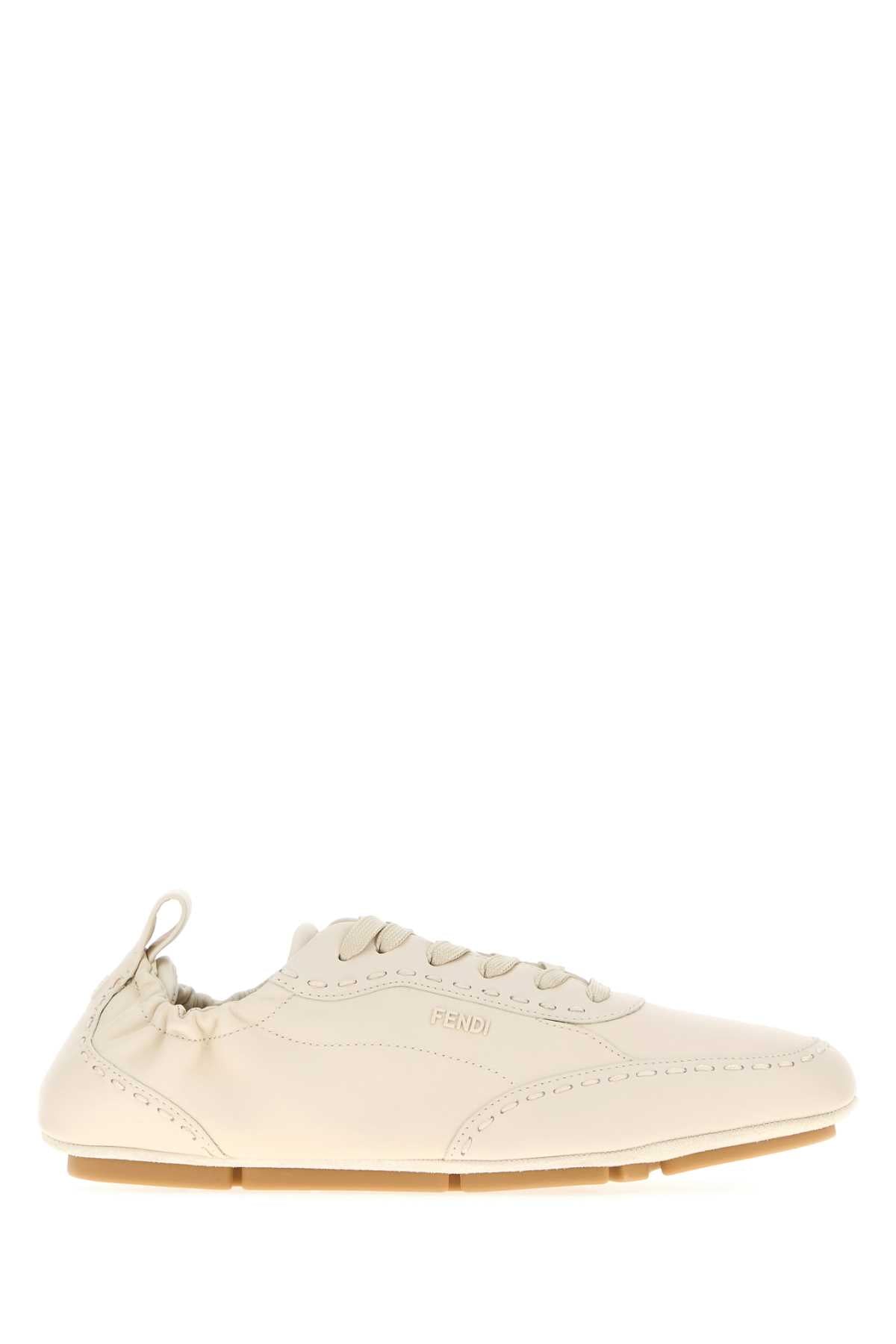 Ivory Leather Fendi Fit Sneakers Bianco