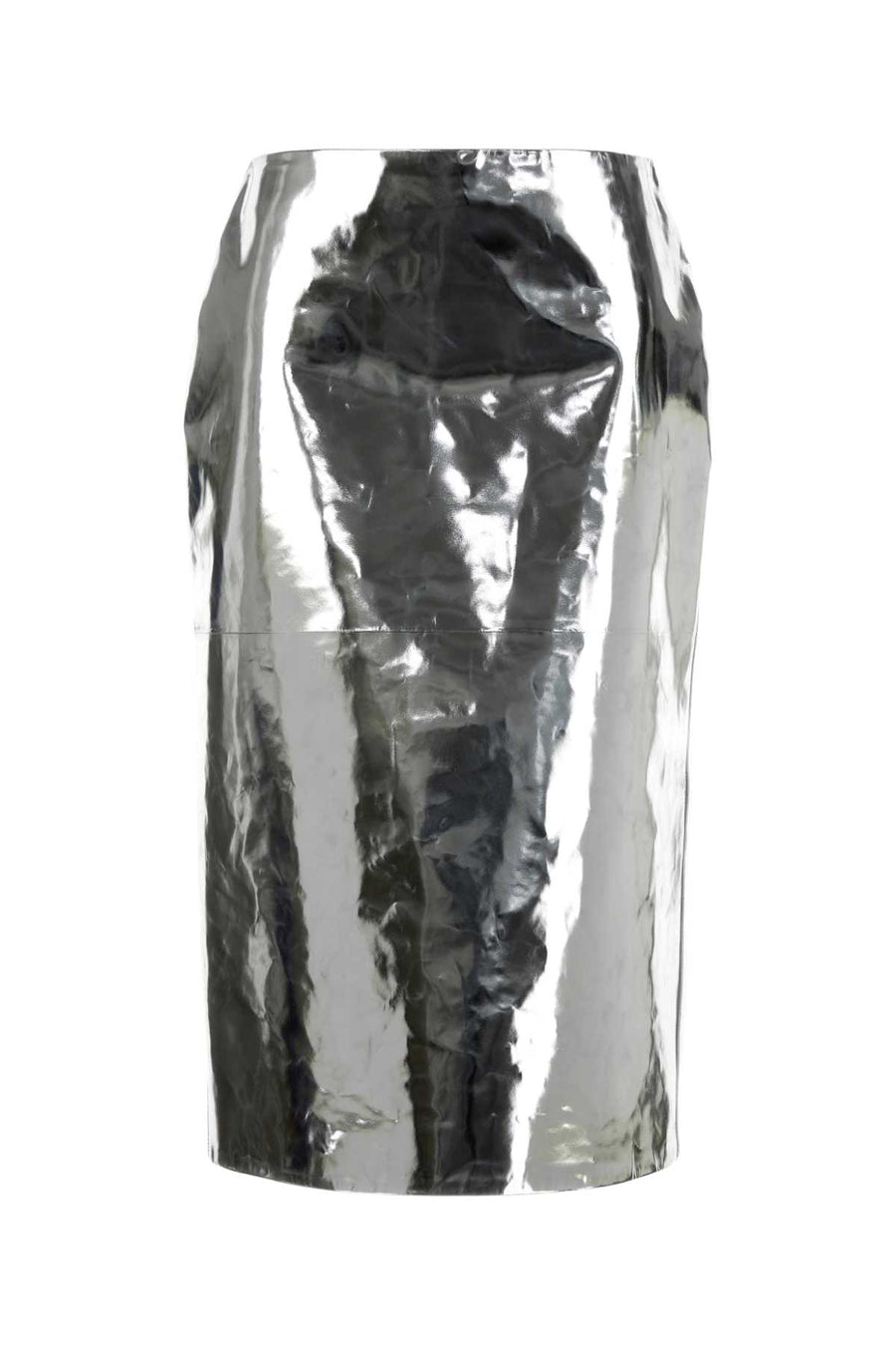 Jil Sander Exterior: 100% Ovine leather; Lining: 95% Viscose 5% Elastane skirt in silver
