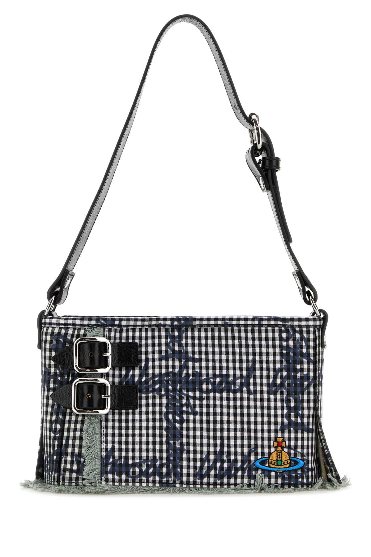 Printed Fabric Heather Shoulder Bag Ginghamvwblack Borse A Mano