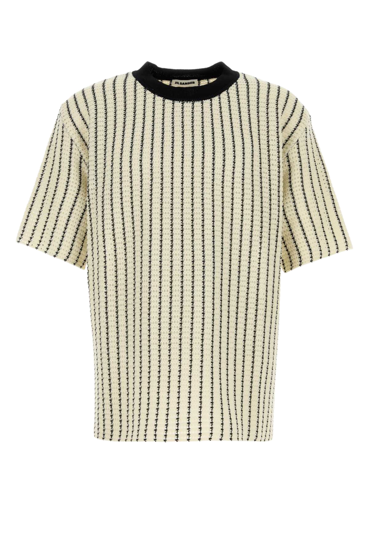 Embroidered Crochet T-Shirt Salt+pepper Cotone