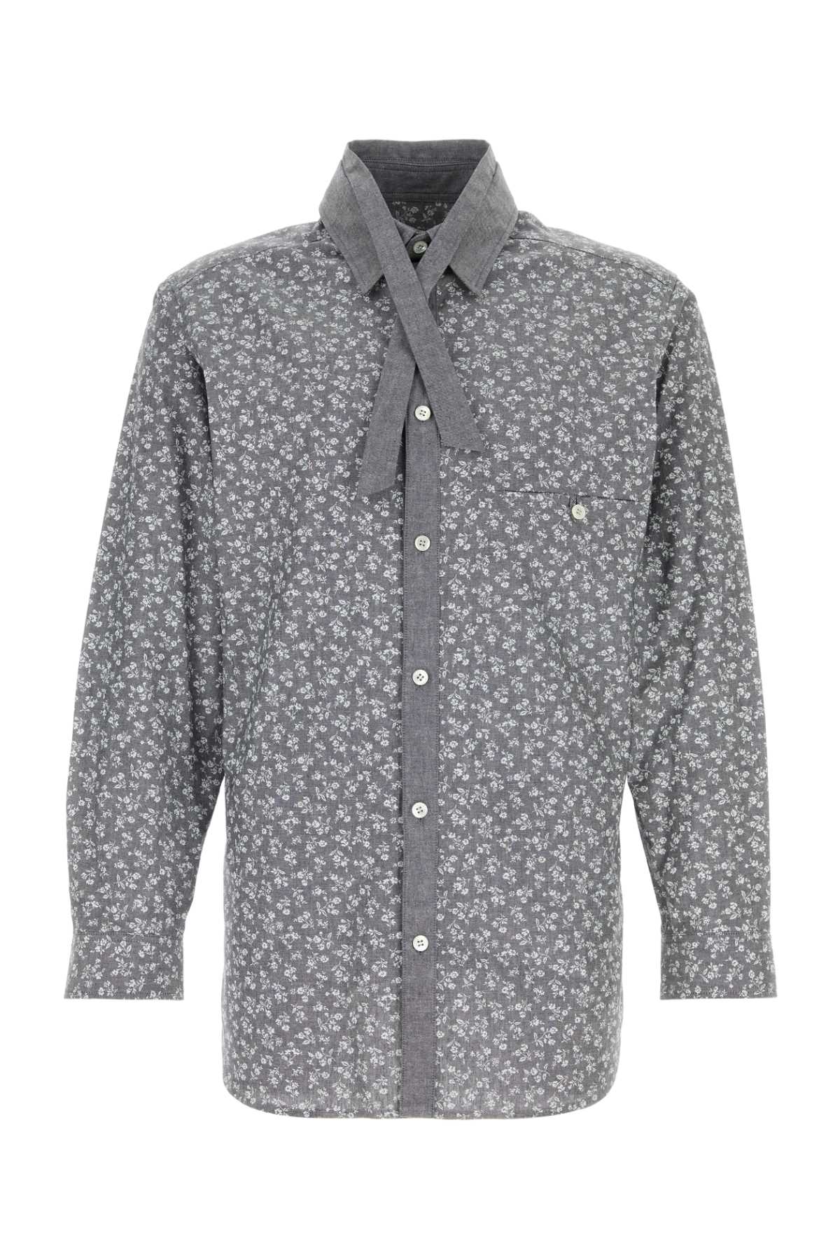 Printed Cotton Shirt Black Exterior: Camicie