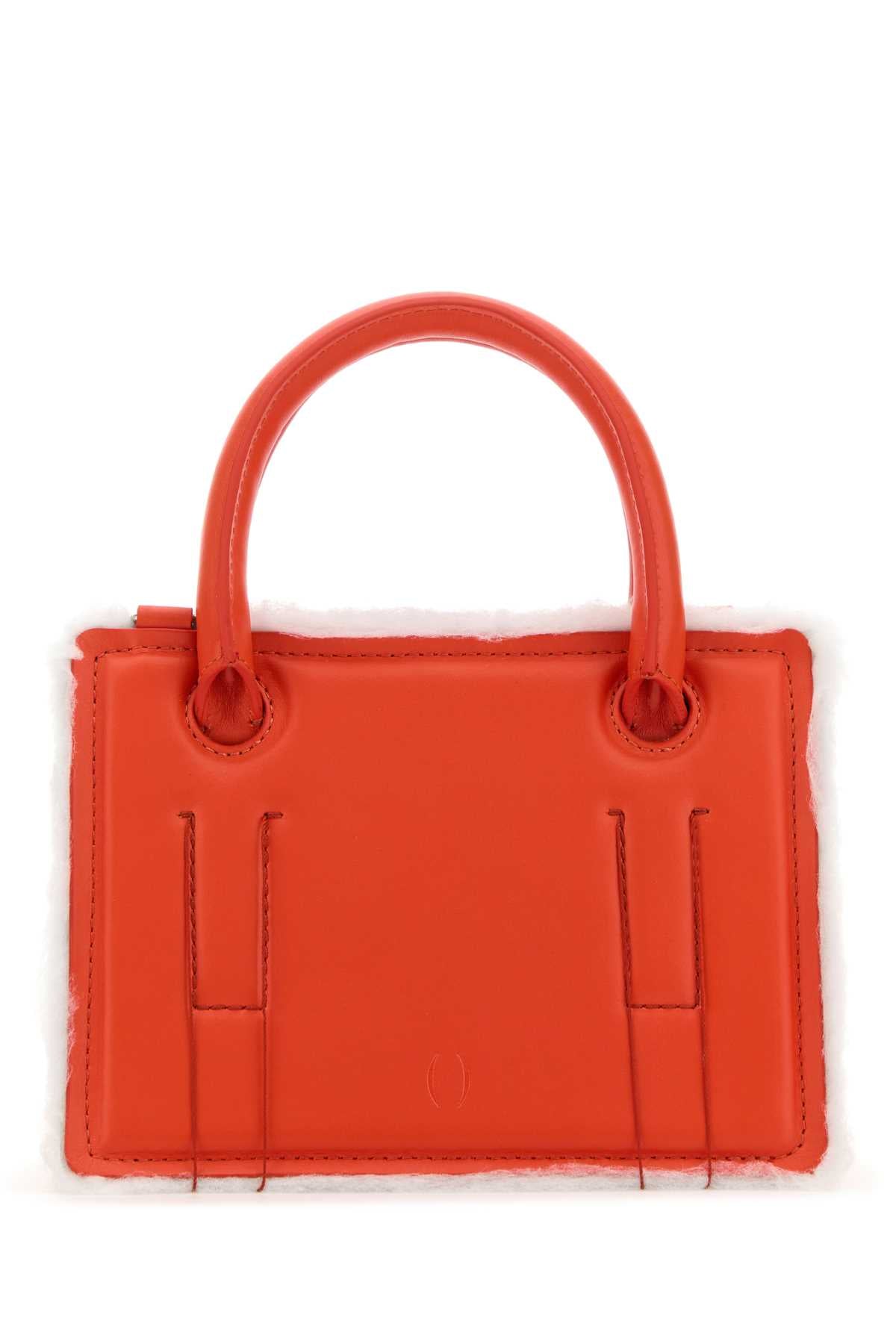 Coral Leather Mini Otto Handbag Red Borse A Mano