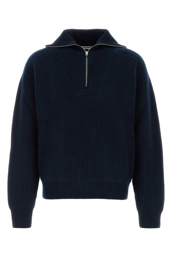 Jil Sander High 100% Wool sweater in navy