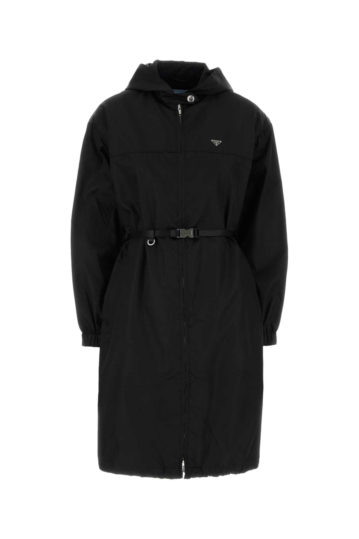 Black Re-Nylon Raincoat Nero Exterior: Giubbini