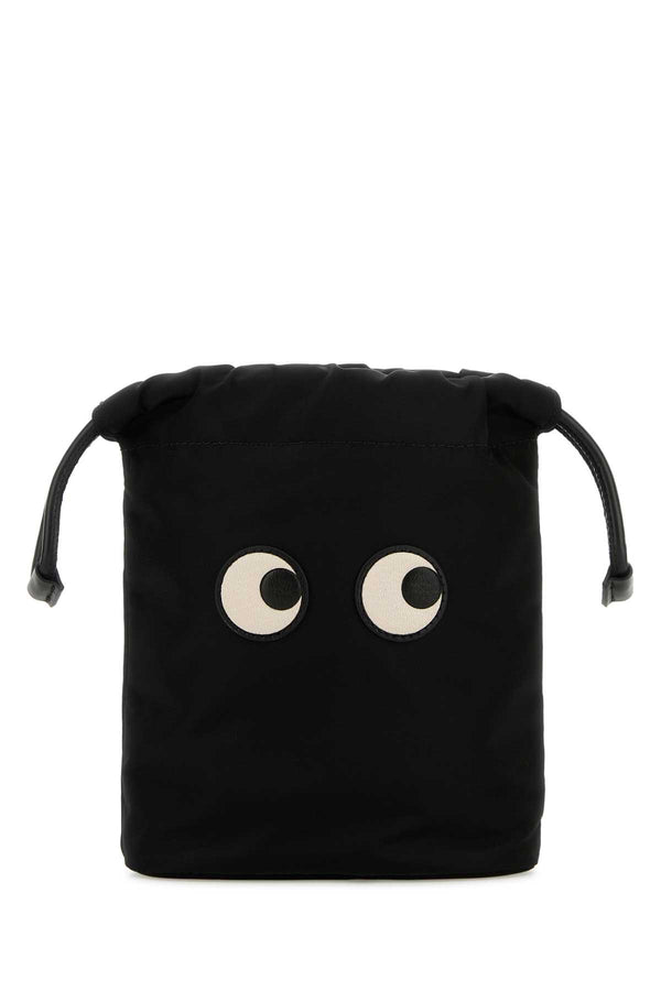 Anya Hindmarch Pouch Exterior: 100% Regenerated nylon; Lining: 100% Fabric pouch in black