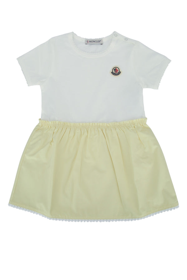 Moncler Jr Top: 100% cotton. Skirt: 91% cotton dress in white