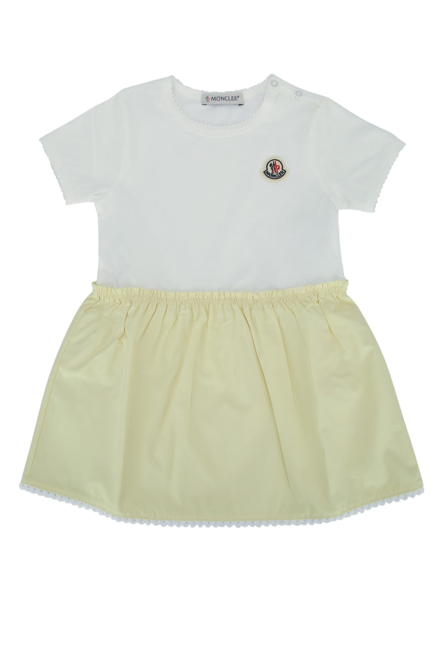 Moncler Jr Top: 100% cotton. Skirt: 91% cotton dress in white