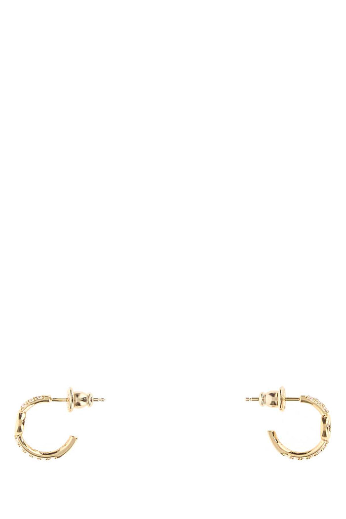 Gold Metal Everround Fendi Earrings Oro Soft+crystal Orecchini