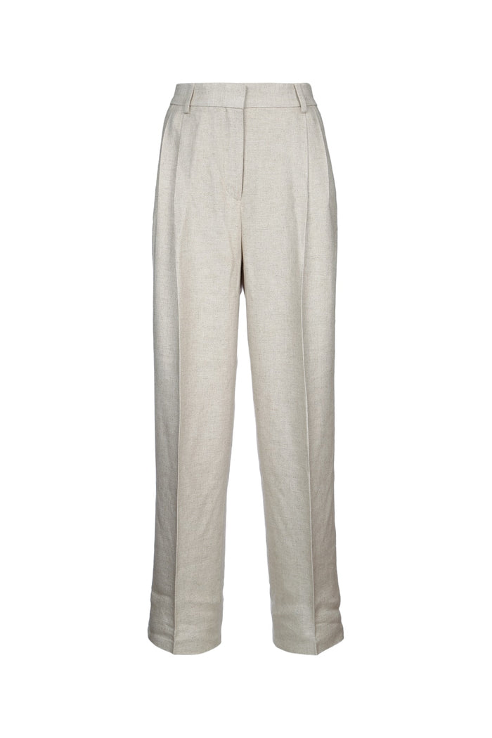 Double-Pleat Straight Trousers Desert Pantaloni