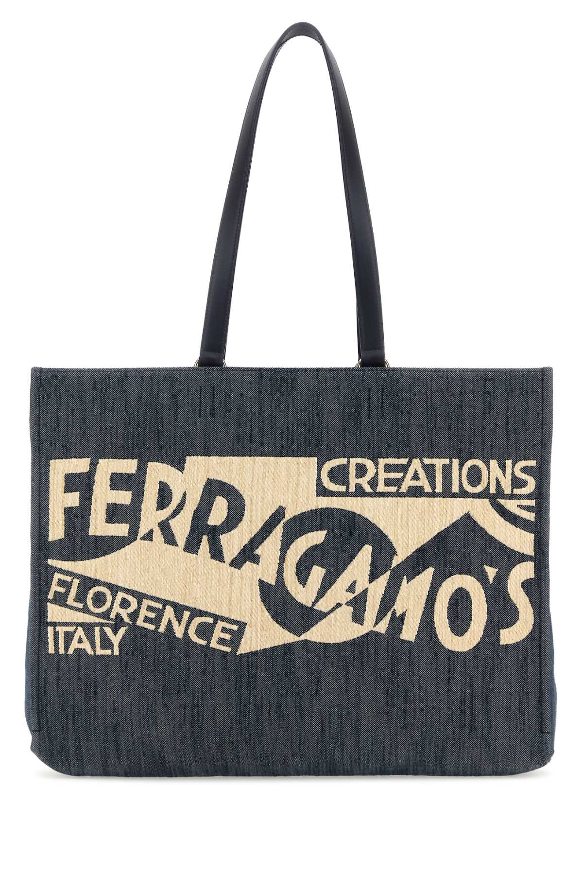 Blue Denim Large Tt Sign Shopping Bag Denimnaturale Borse A Mano