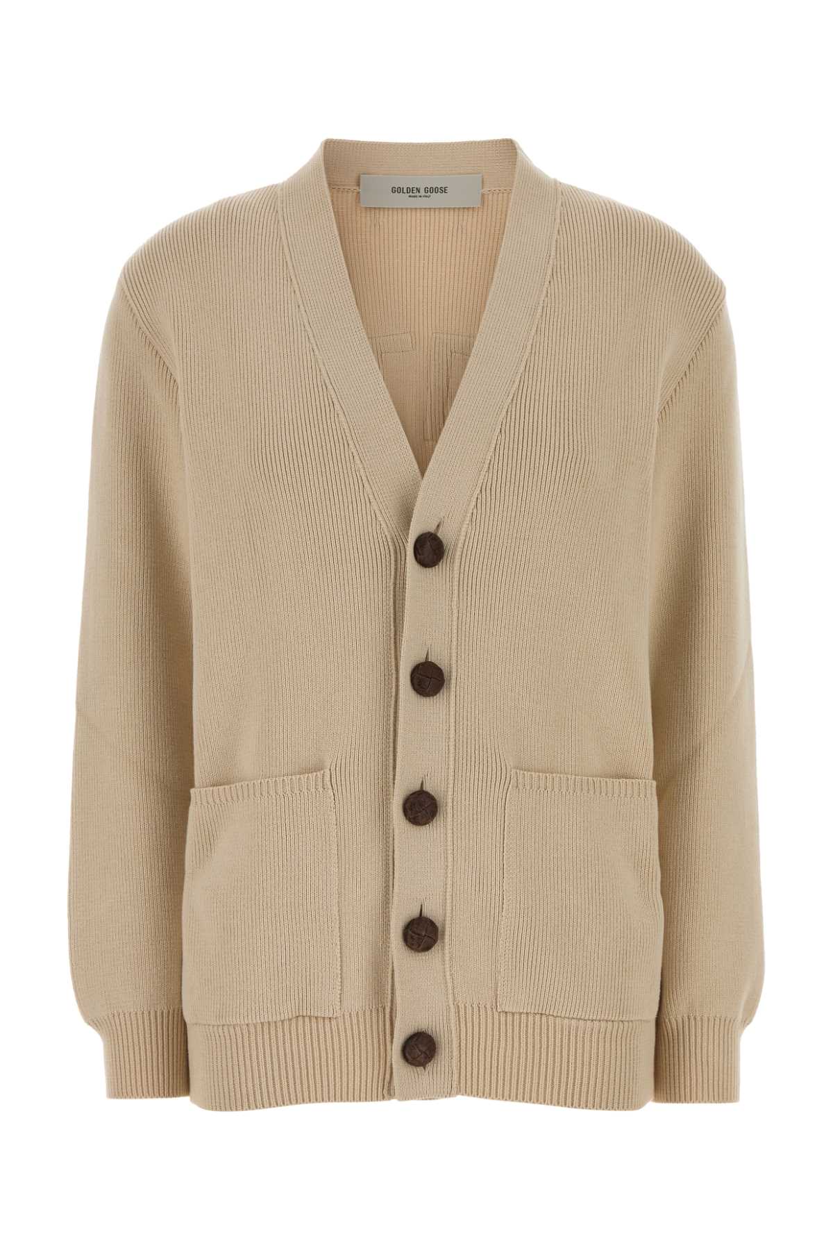 Beige Stretch Cotton Blend Danielle Cardigan Travertine Polyamide Spandex Maglieria