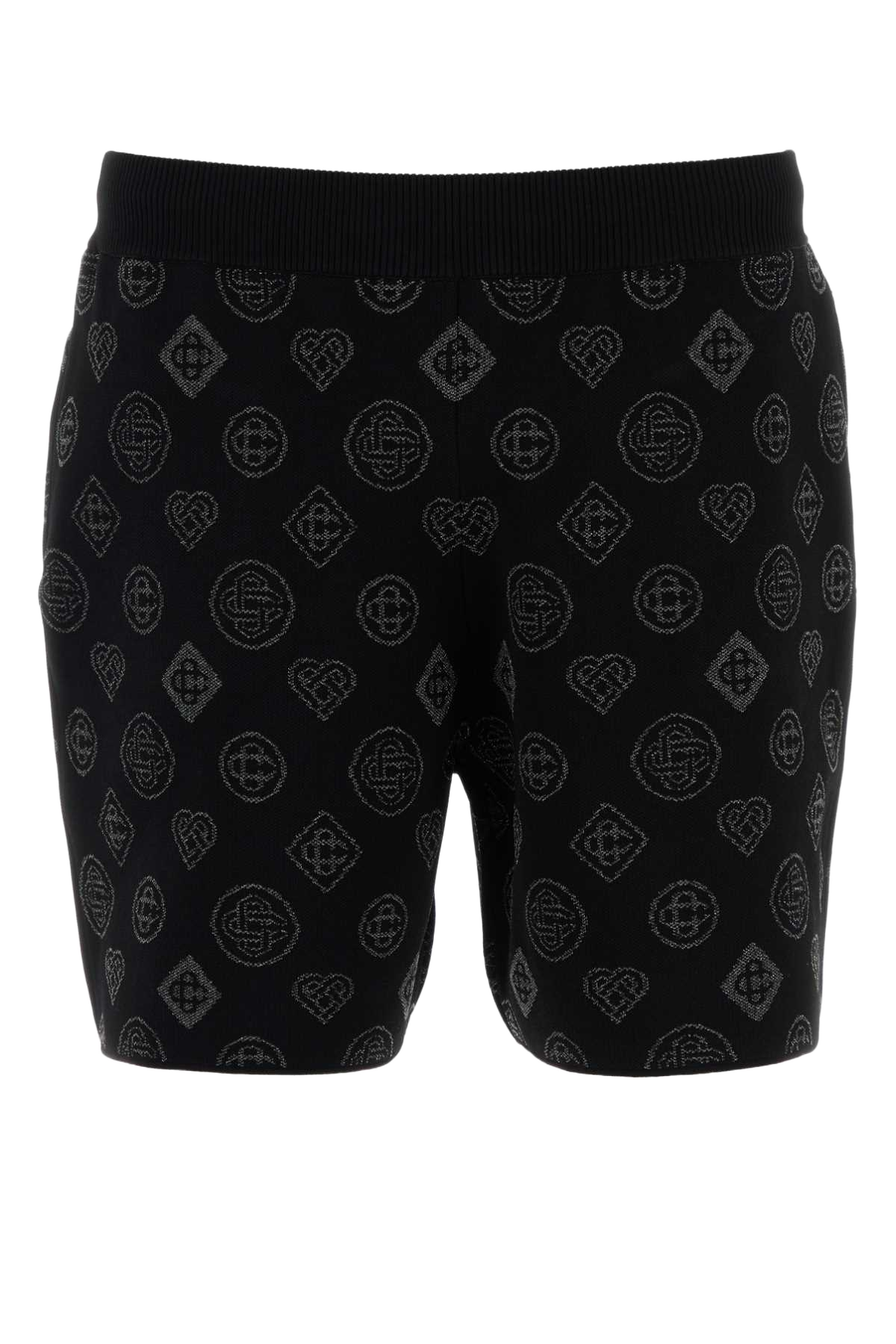 Embroidered Stretch Jacquard Bermuda Shorts Black