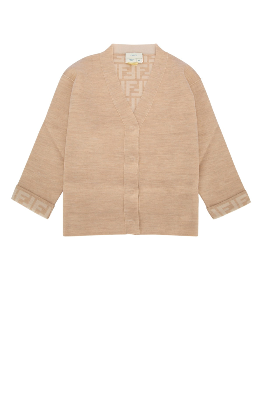 Fendi Kids 100% Wool cardigan in beige