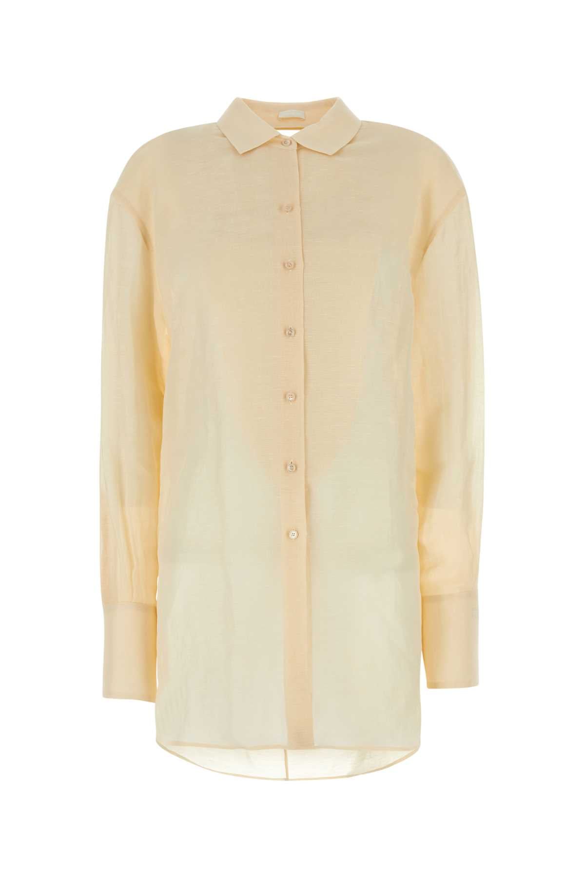 Cream Silk Blend Oversize Shirt Ivory Exterior: Linen Camicie