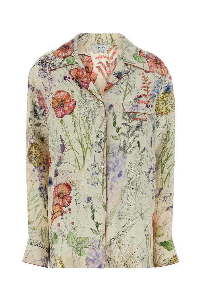Printed Crepe Shirt Ivory Exterior: Viscose Camicie
