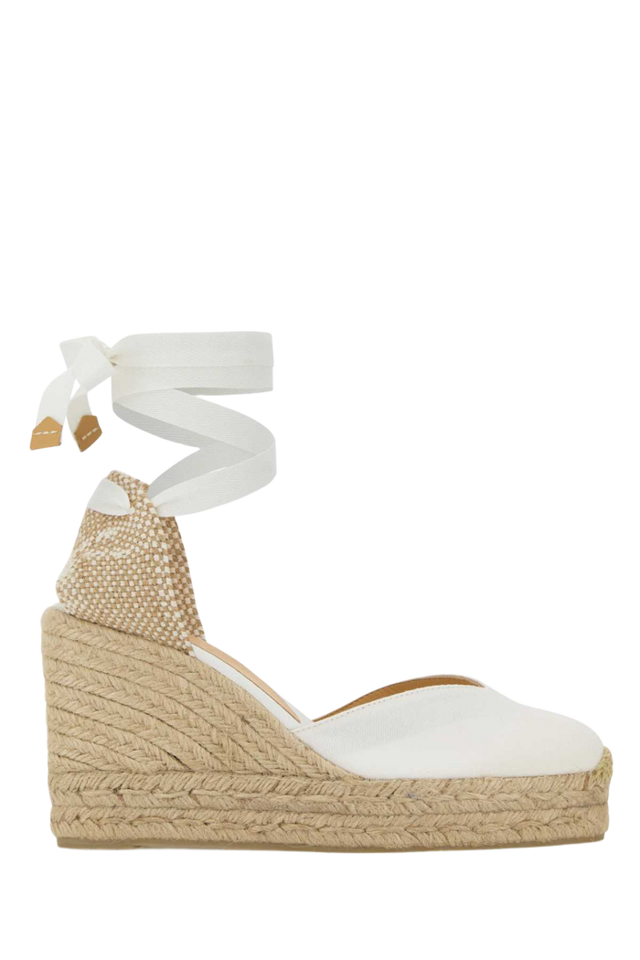 White Canvas Chiara Wedges Blanco Espadrillas