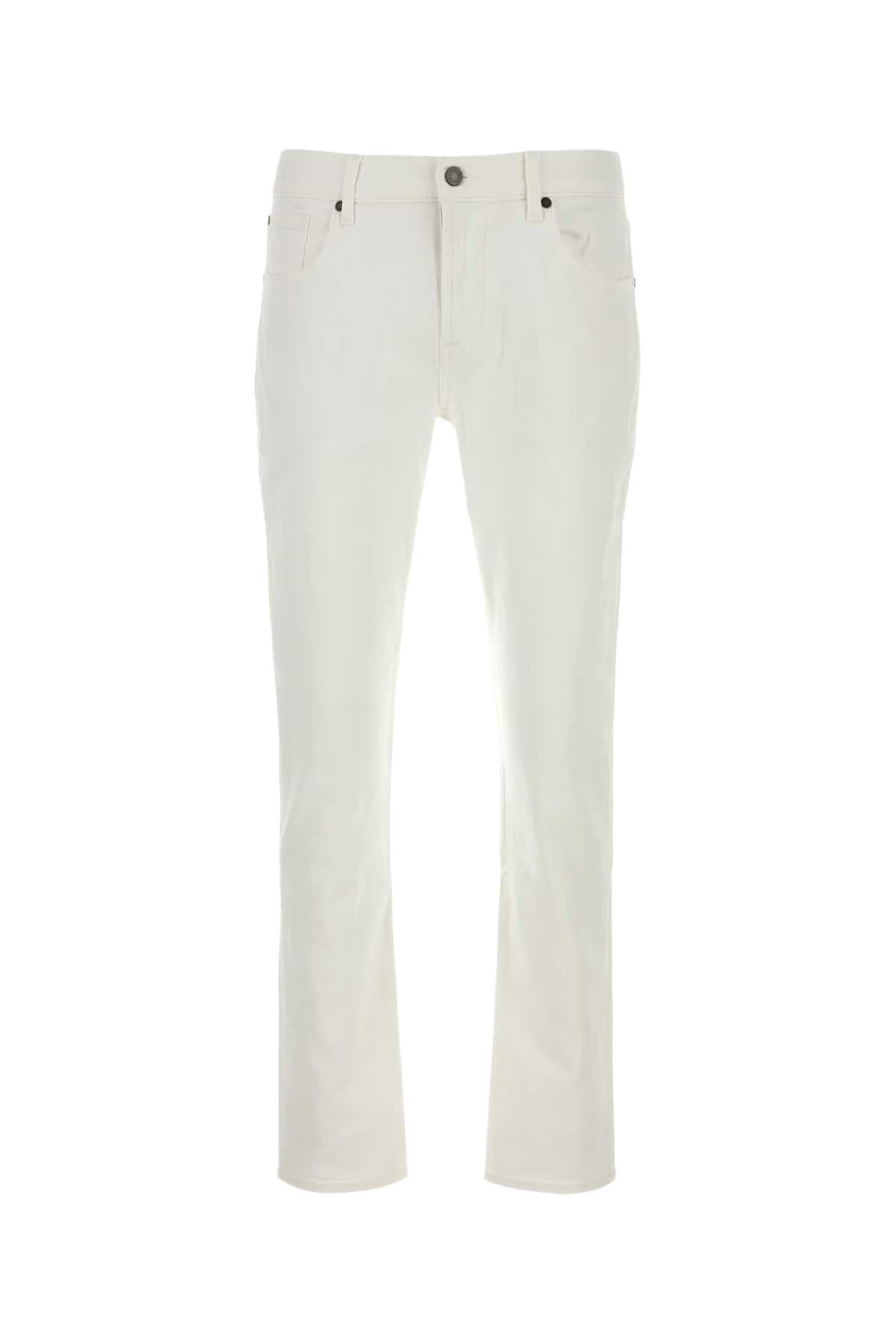 White Stretch Denim Slimmy Tapered Jeans Blue