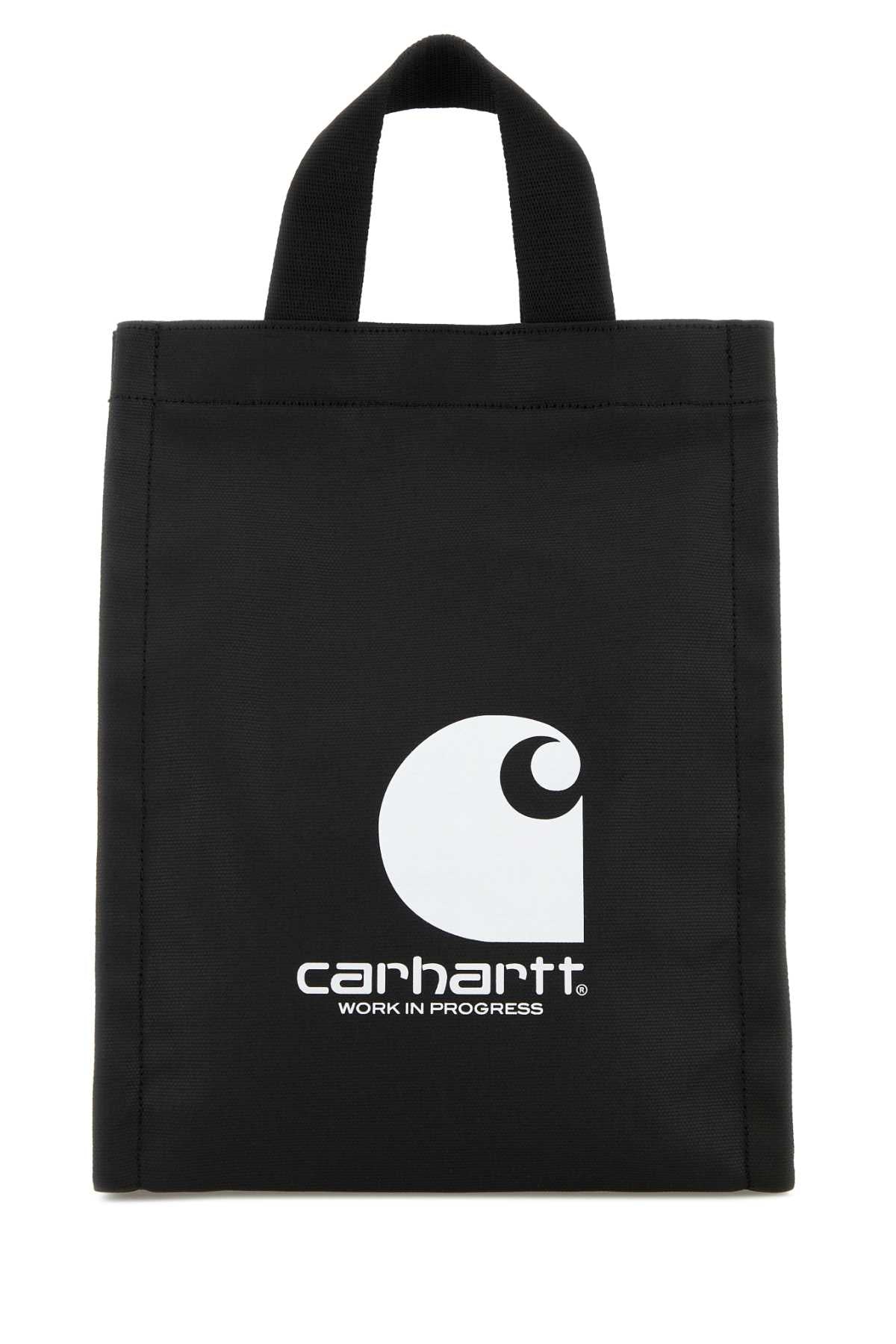 Black Canvas Carhartt Wip Shopping Bag Blackwhite Exterior: Fabric Borse A Mano