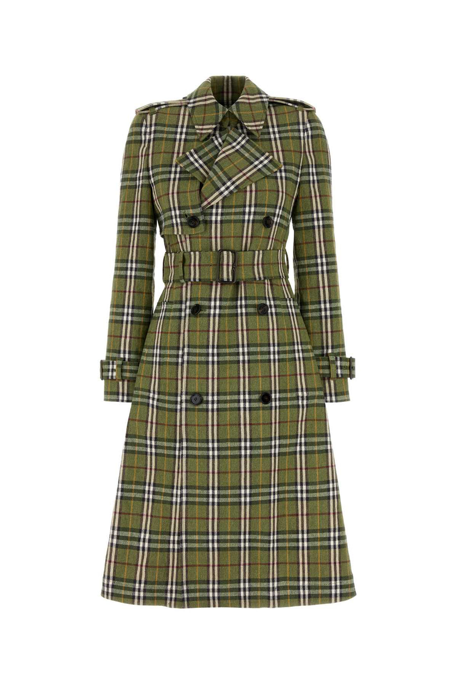 Burberry 97% Linen 3% Elastane trench coat in green