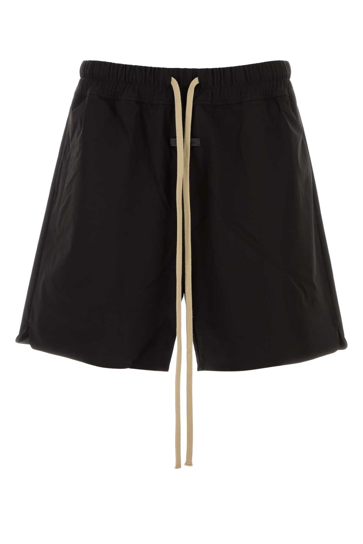 Black Stretch Nylon Blend Bermuda Shorts