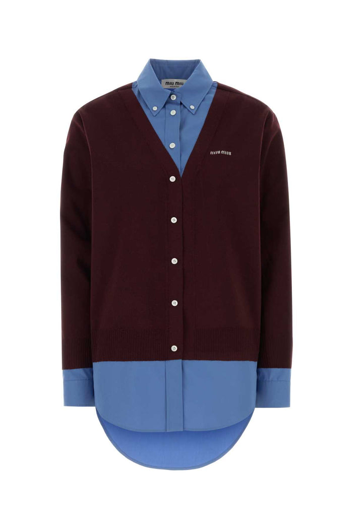 Burgundy Wool Cardigan Bordeauxpervinca Wv-co-trochusniloticus Camicie