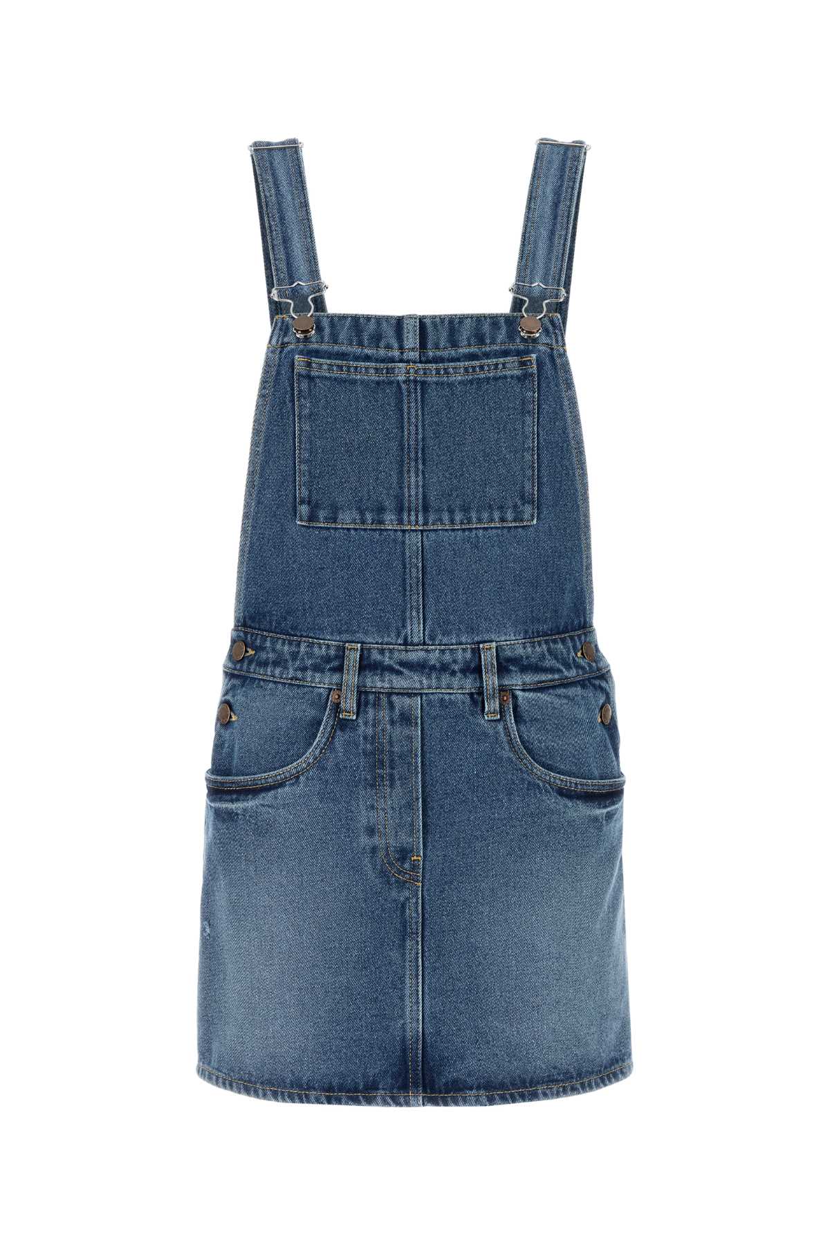 Denim Dungarees Dress Light Blue Abiti