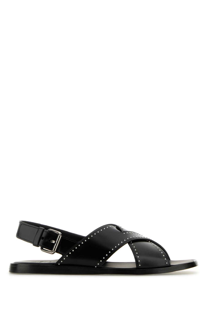Black Leather Oksana Sandals Sandali