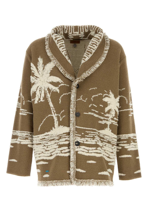 Alanui Horizons 48% Silk cardigan in khaki