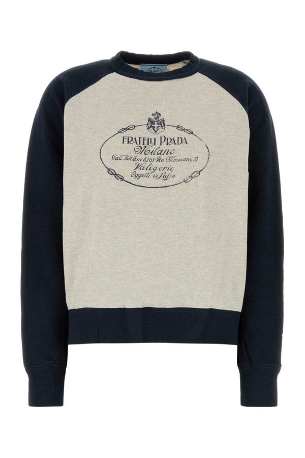 Two-Tone Cotton Sweatshirt Naturale+navy Exterior: Felpe