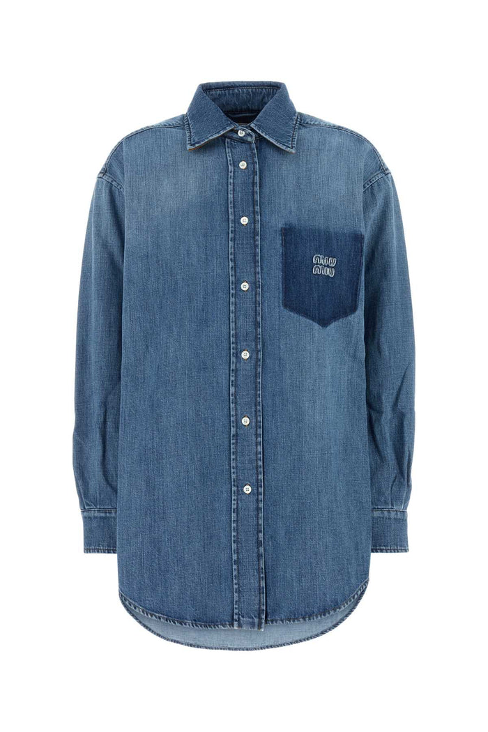 Denim Oversize Shirt Celeste Co-trochusniloticus Camicie