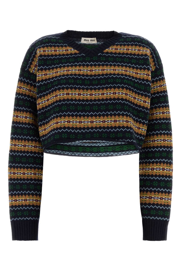 Miu Miu 100% Virgin wool sweater in navy