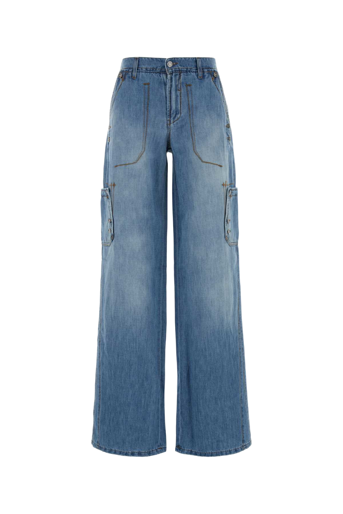 Denim Cargo Jeans Exterior: Cotton Linen