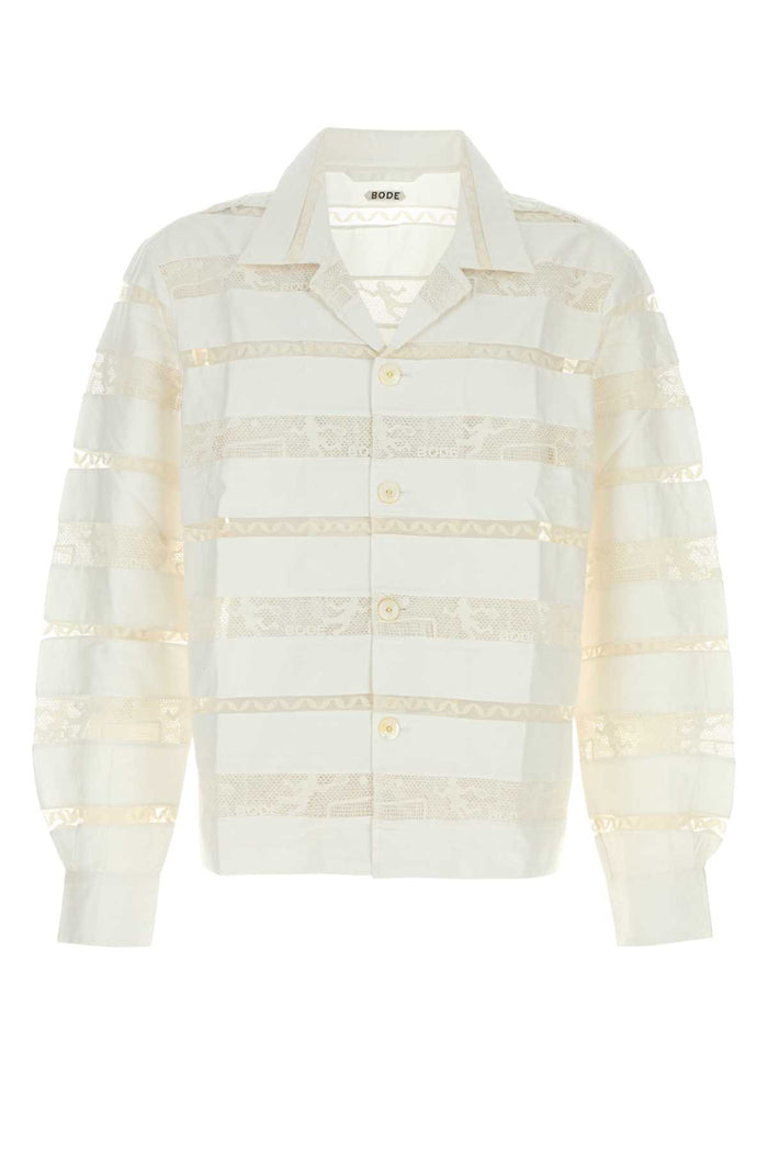 White Poplin Shirt Cream Exterior: Cotton Camicie