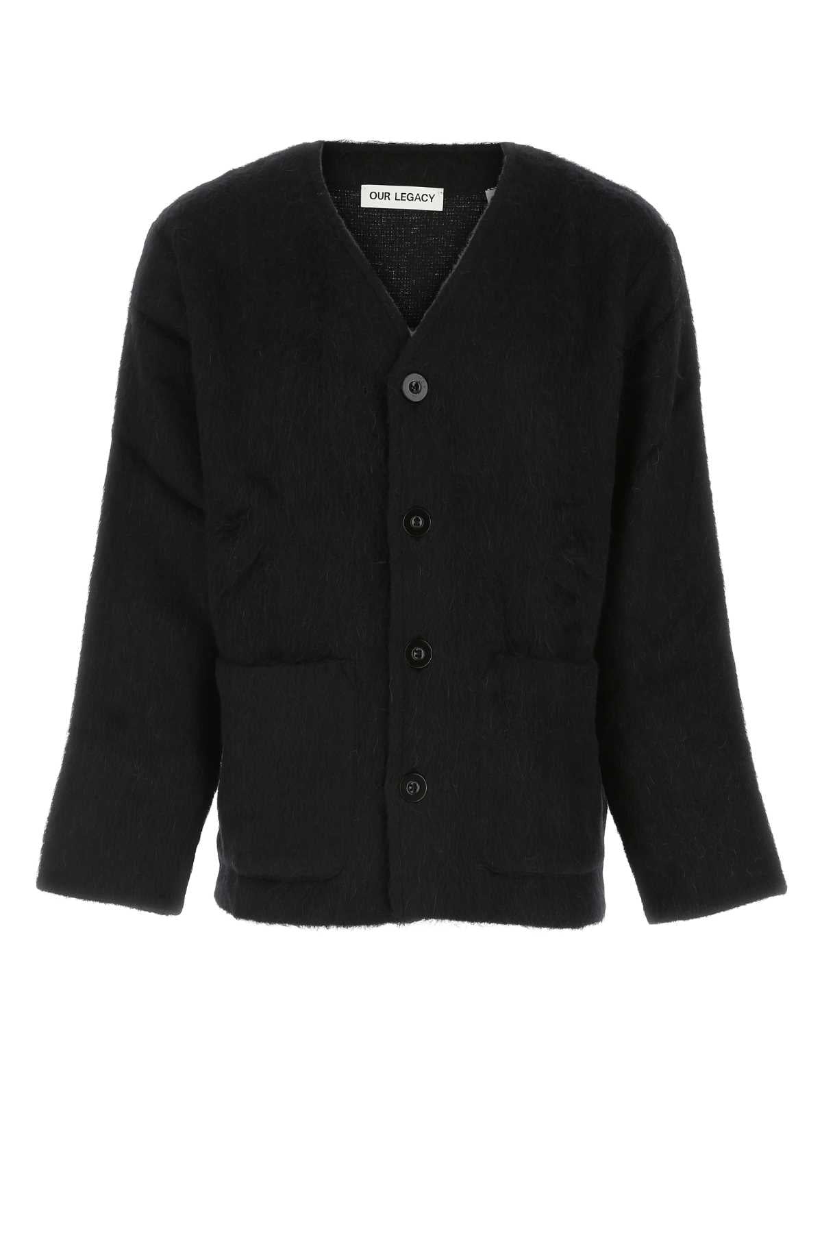 Black Wool Blend Cardigan Blackmohair Maglieria