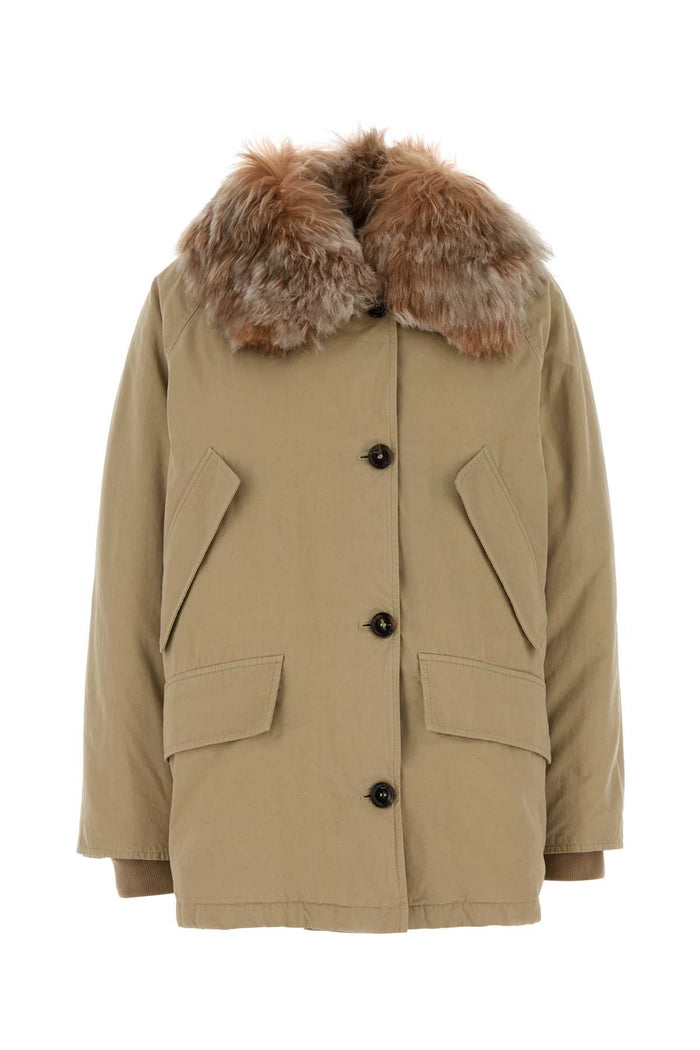 Beige Cotton Down Jacket Corda Piumini